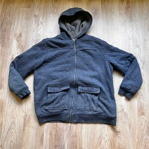 O’Neill Hoodie Sweatshirt Sherpa Linen Full Zip Jacket Size XL